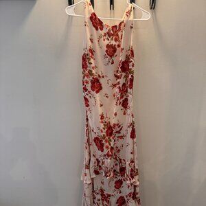 Reformation Magnus Red & Cream Long Dress, Size 8